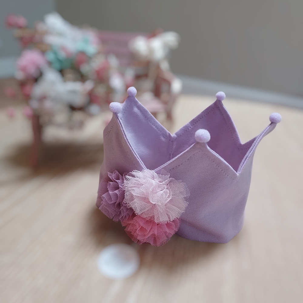 Handmade Charming Lavender and Pink Kids Crown Hair Accessory